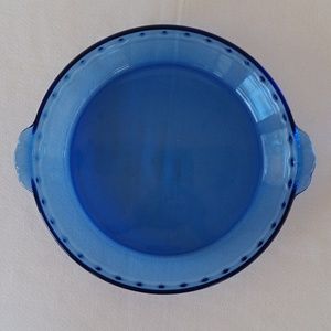 Vintage PYREX Cobalt Blue Glass Fluted Pie  Dish Crimped Edge Deep Dish